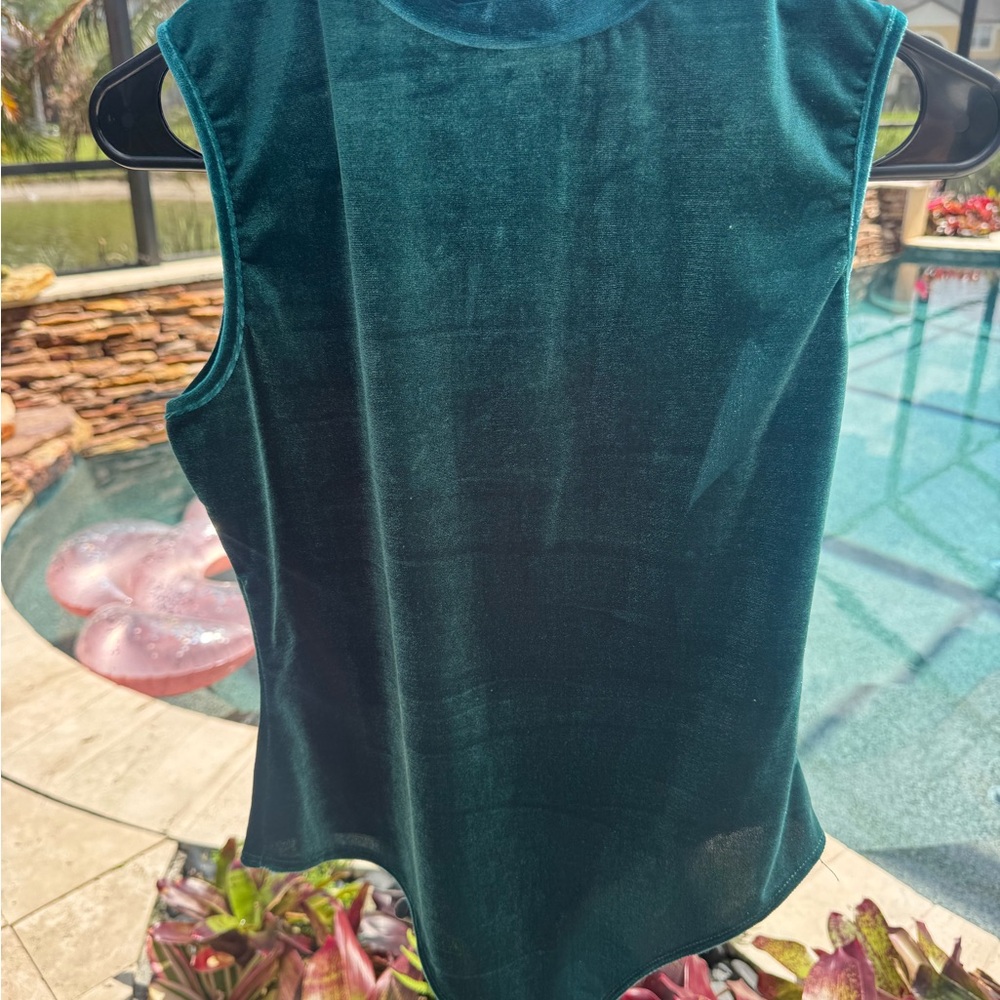 She + Sky Velvet Tank Top in Deep Teal